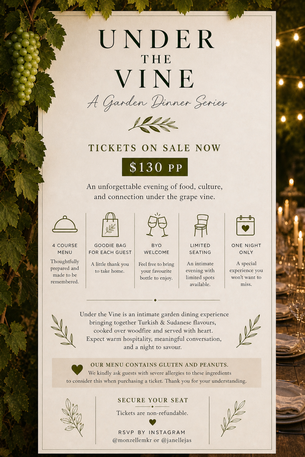 UNDER THE VINE — A Garden Dining Experience